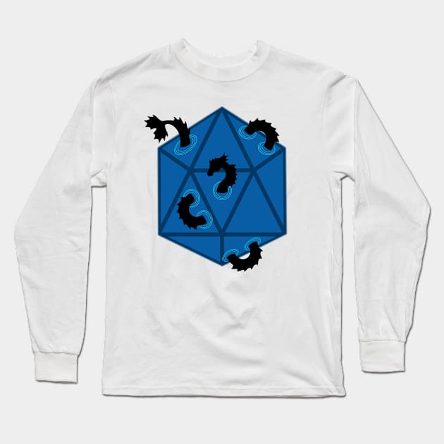 Roleplaying game sea serpent emerges from dice Long Sleeve T-Shirt by IndoorFeats